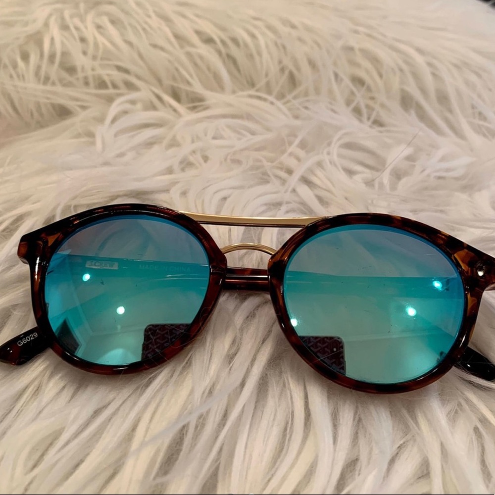 J.Crew Blue Flash Sunglasses with double bar. Tortoise frames and gold hardware